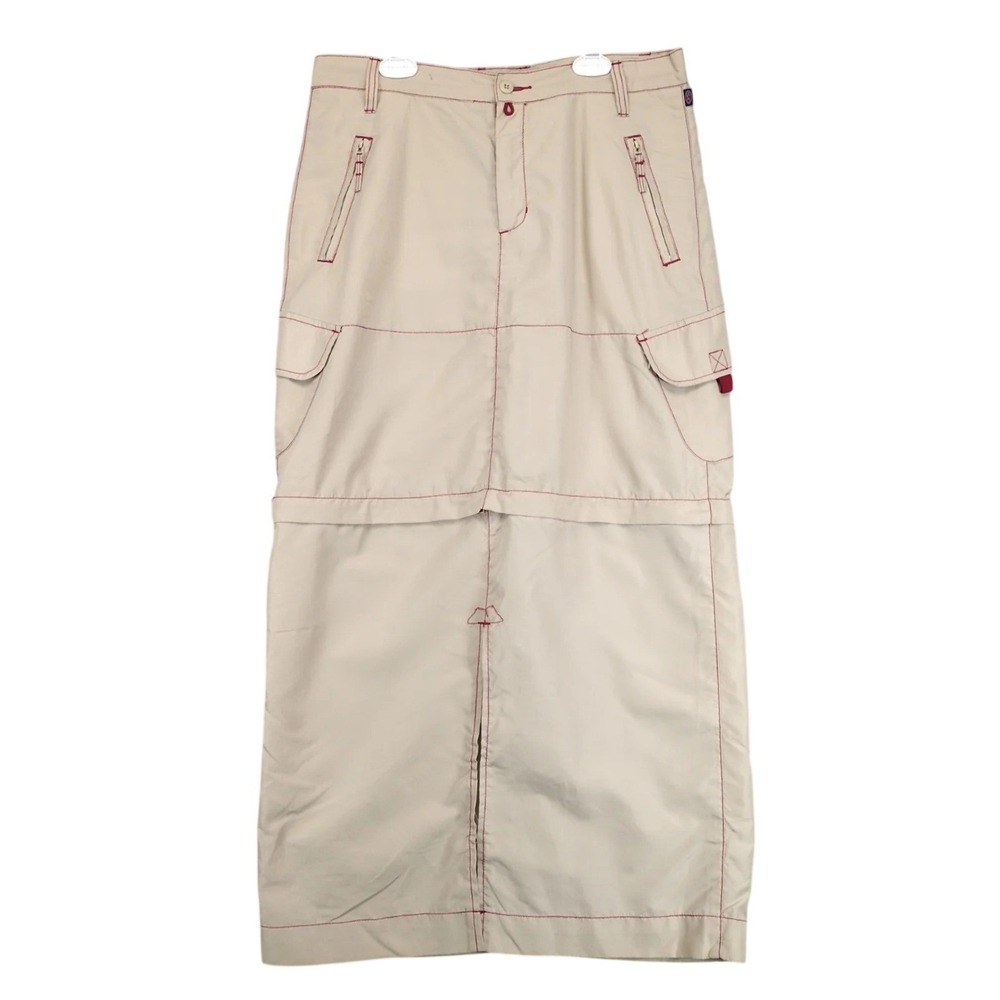 Vintage Y2K One Tuff Babe Beige Cargo Maxi Skirt Sz 9/10 Convertible Streetwear